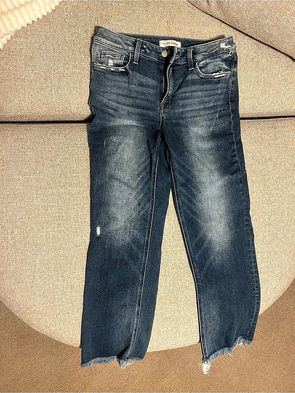 Flying Monkey frayed straight leg jean